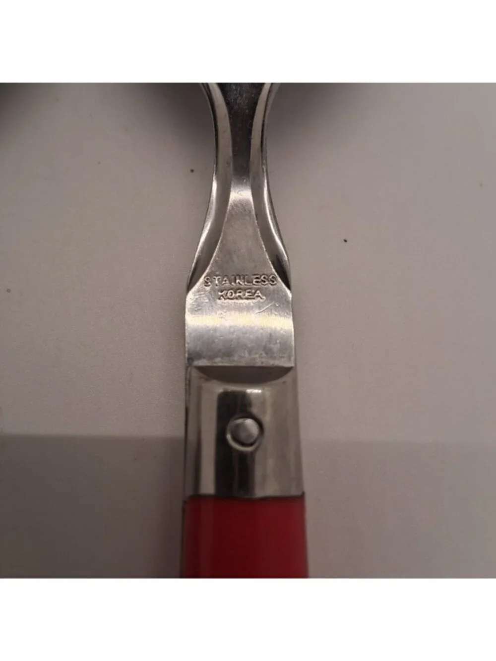 Vintage Stainless Steel 2 Table Spoons With Red Handles Made In Korea